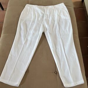 Unlined white linen tapered women’s pants Italy